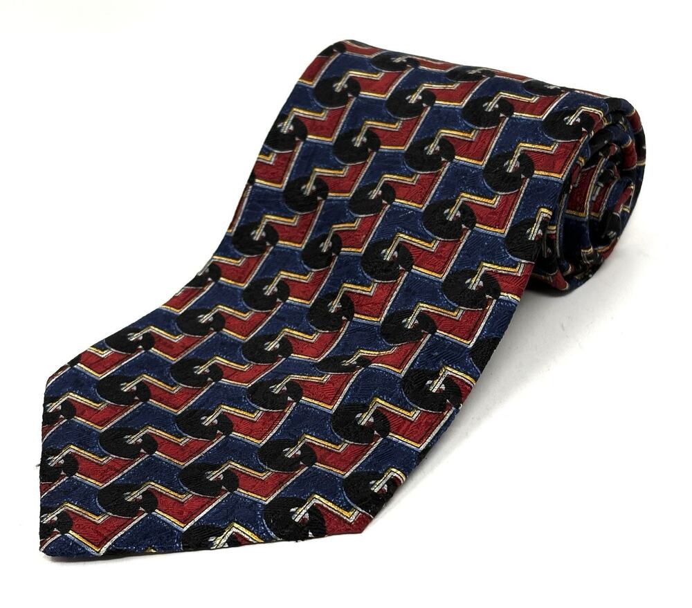 Ermenegildo Zegna Tie 100% Silk Navy Blue Burgundy 3.75 x 59 Neck Tie Italy